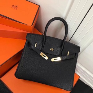 「#4149」Hermès Black Gold Buckle Birkin Bag 30cm