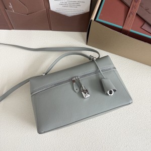 「#7154」Loro pian Extra bag L27 silver buckle - FAN4043 - 16cm*27 cm*10cm - eucalyptus