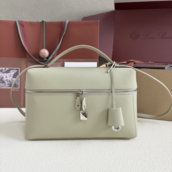 「#7155」Loro pian Extra bag L27 silver buckle - FAN4043 - 16cm*27 cm*10cm - mustard green