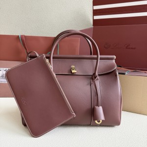 「#7157」Loro pian  Loom L32 gold buckle -  FAN9610 - 33cm✖️23cm✖️18CM - Smoky Caramel