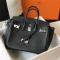 「#4150」Hermès Black Silver Buckle Birkin Bag 30cm