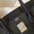 「#4150」Hermès Black Silver Buckle Birkin Bag 30cm