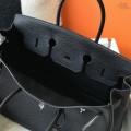 「#4150」Hermès Black Silver Buckle Birkin Bag 30cm