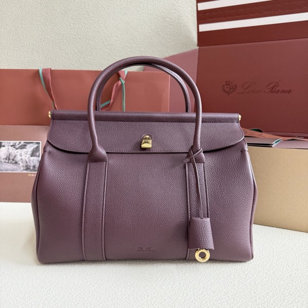 「#7163」Loro pian  Loom L32 gold buckle - FAN4043 - 33cm✖️23cm✖️18CM - red bean color