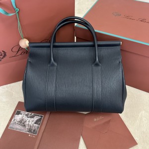 「#7175」Loro pian  Loom L32 gold buckle - FAN9610 - 33cm✖️23cm✖️18CM - Dark blue water ripples