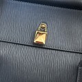「#7175」Loro pian  Loom L32 gold buckle - FAN9610 - 33cm✖️23cm✖️18CM - Dark blue water ripples