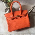「#4153」 Hermès Orange Ostrich Gold Buckle Birkin Bag 30cm