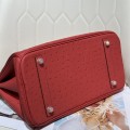 「#4154」 Hermès Red Ostrich Gold Buckle Birkin Bag 30cm