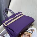 「#4156」 Hermès Purple Ostrich Gold Buckle Birkin Bag 30cm