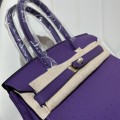 「#4156」 Hermès Purple Ostrich Gold Buckle Birkin Bag 30cm
