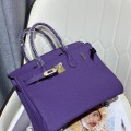 「#4156」 Hermès Purple Ostrich Gold Buckle Birkin Bag 30cm