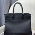 「#4157」 Hermès Black Ostrich Gold Buckle Birkin Bag 30cm
