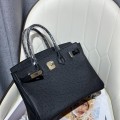 「#4157」 Hermès Black Ostrich Gold Buckle Birkin Bag 30cm