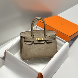 「#4161」 Hermès Elephant Grey Gold Buckle Mini Birkin Bag 20cm