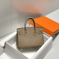 「#4161」 Hermès Elephant Grey Gold Buckle Mini Birkin Bag 20cm