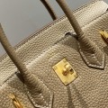 「#4161」 Hermès Elephant Grey Gold Buckle Mini Birkin Bag 20cm