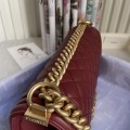 「#10237」Chanel Red Ribbed Gold Buckle Hot Mom Bag 67086 25cm