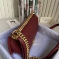 「#10237」Chanel Red Ribbed Gold Buckle Hot Mom Bag 67086 25cm