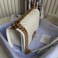 「#10238」Chanel White Ribbed Gold Buckle Hot Mom Bag 67086 25cm