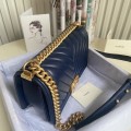 「#10239」Chanel blue ribbed gold buckle hot mom bag 67086 25cm