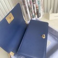 「#10239」Chanel blue ribbed gold buckle hot mom bag 67086 25cm
