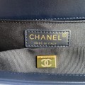 「#10239」Chanel blue ribbed gold buckle hot mom bag 67086 25cm