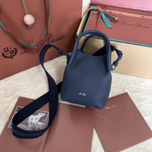 「#7198」Loro pian Bale  - 16cm*14cm*23cm - midnight blue