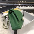 「#10245」Chanel 2018 Big V Green Gold Chain 25cm AS8023