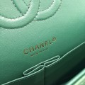 「#10245」Chanel 2018 Big V Green Gold Chain 25cm AS8023