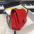 「#10248」Chanel 2018 Big V Red Silver Chain 25cm AS8023