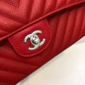 「#10248」Chanel 2018 Big V Red Silver Chain 25cm AS8023