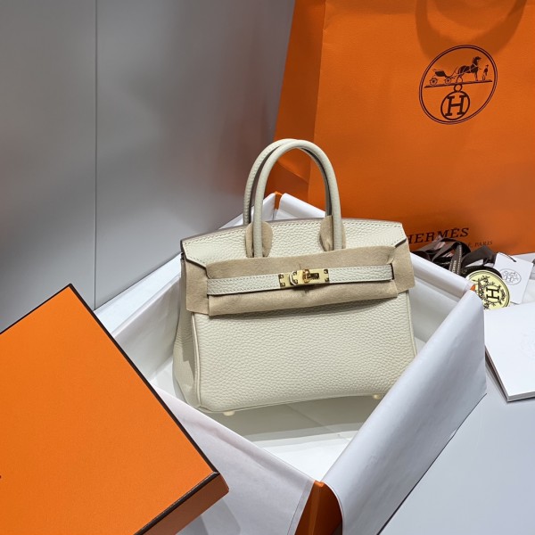 「#4162」 Hermès Milkshake Platinum Buckle Mini Birkin Bag 20cm