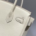 「#4162」 Hermès Milkshake Platinum Buckle Mini Birkin Bag 20cm