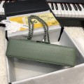 「#10251」Chanel 2018 Big V Light Green Silver Chain Silver Buckle 25cm AS8023