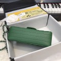 「#10254」Chanel 2018 Big V Green Silver Chain Silver Buckle 20cm AS8500