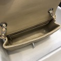 「#10257」Chanel 2018 Big V Beige Silver Chain Silver Buckle 20cm AS8500