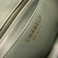 「#10258」Chanel 2018 Big V Bamboo Green Gold Chain Gold Buckle 20cm AS8500