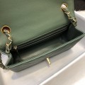 「#10258」Chanel 2018 Big V Bamboo Green Gold Chain Gold Buckle 20cm AS8500