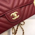 「#10261」Chanel 2018 Big V Red Gold Chain Gold Buckle 20cm AS8500
