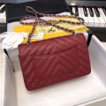 「#10262」Chanel 2018 Big V Red Silver Chain Silver Buckle 20cm AS8500