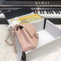 「#10264」Chanel 2018 Big V Barbie Pink Gold Chain Gold Buckle 20cm AS8500