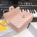 「#10264」Chanel 2018 Big V Barbie Pink Gold Chain Gold Buckle 20cm AS8500