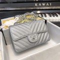「#10266」Chanel 2018 Big V Barbie Silver Chain Silver Buckle 20cm AS8500