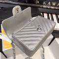 「#10266」Chanel 2018 Big V Barbie Silver Chain Silver Buckle 20cm AS8500