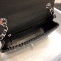 「#10267」Chanel 2018 Big V Black Silver Chain Silver Buckle 20cm AS8500