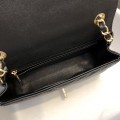 「#10268」Chanel 2018 Big V Black Gold Chain Gold Buckle 20cm AS8500
