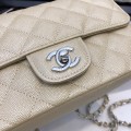 「#10270」Chanel champagne gold ball imported caviar leather silver chain silver buckle handbag AS6500 20Cm