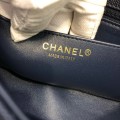「#10272」Chanel Deep Blue Caviar Leather Gold Chain and Gold Buckle Handbag AS6500 20Cm