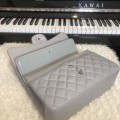 「#10282」Chanel grey lambskin silver chain silver buckle AS5212 30cm