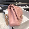 「#10286」Chanel pink lambskin gold chain with gold buckle AS5212 30cm